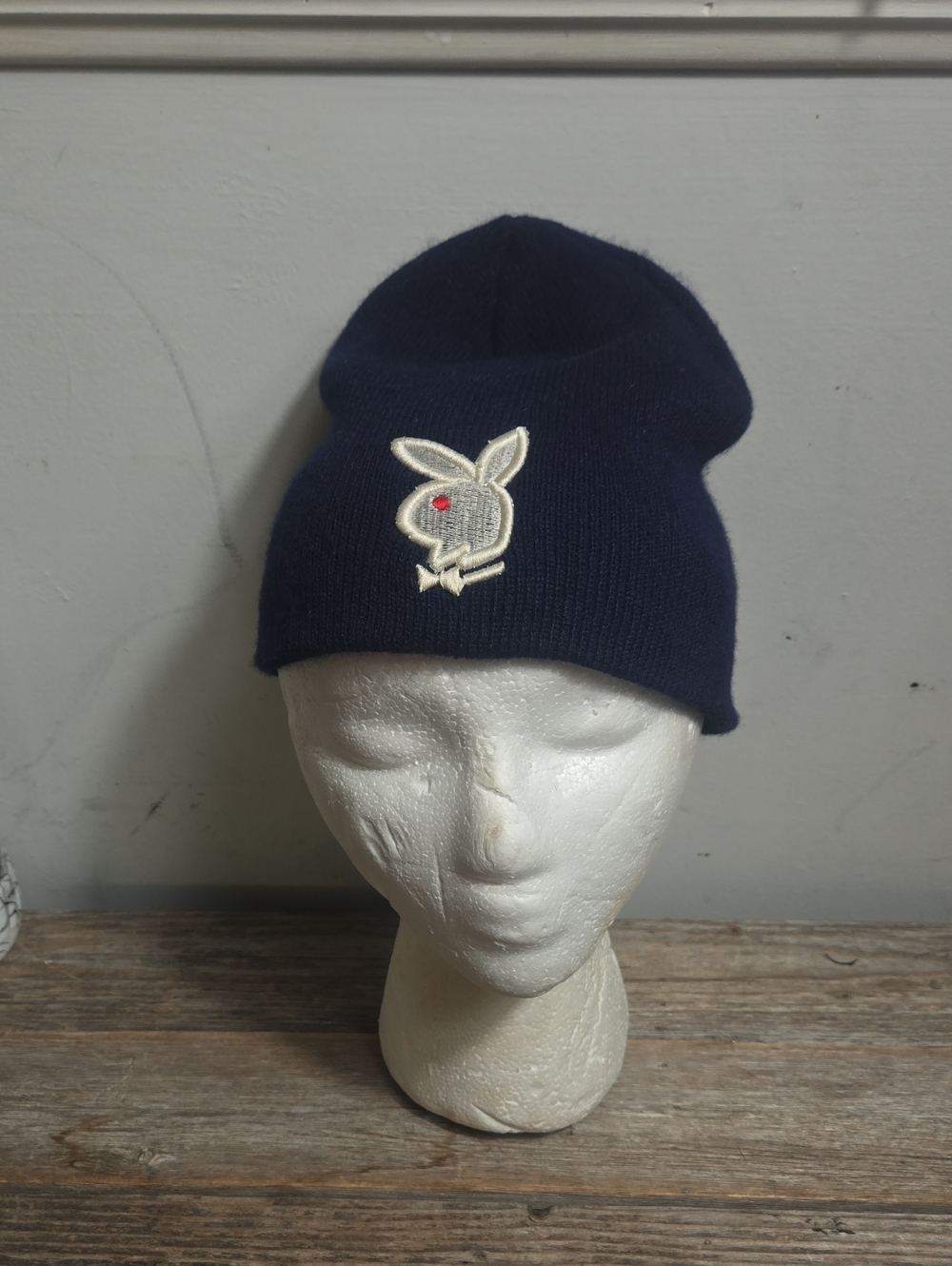 Playboy Navy  Knit Beanie with Bunny Patch